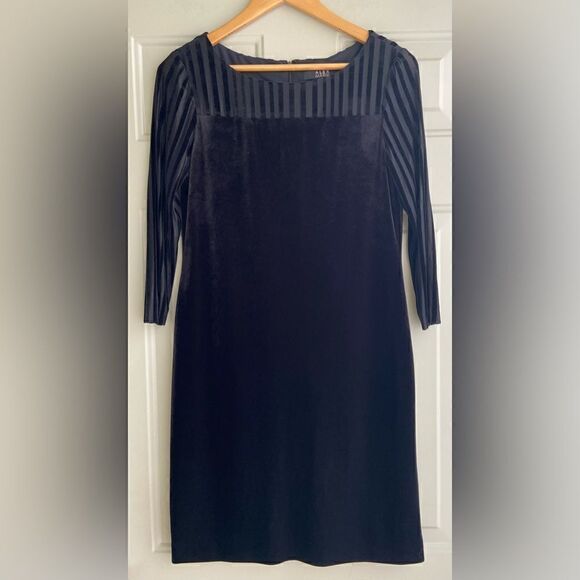 Alex Marie “Cherre” Velvet 3/4 Sleeve Black Dress With Stripes, Size 4 - Picture 6 of 10